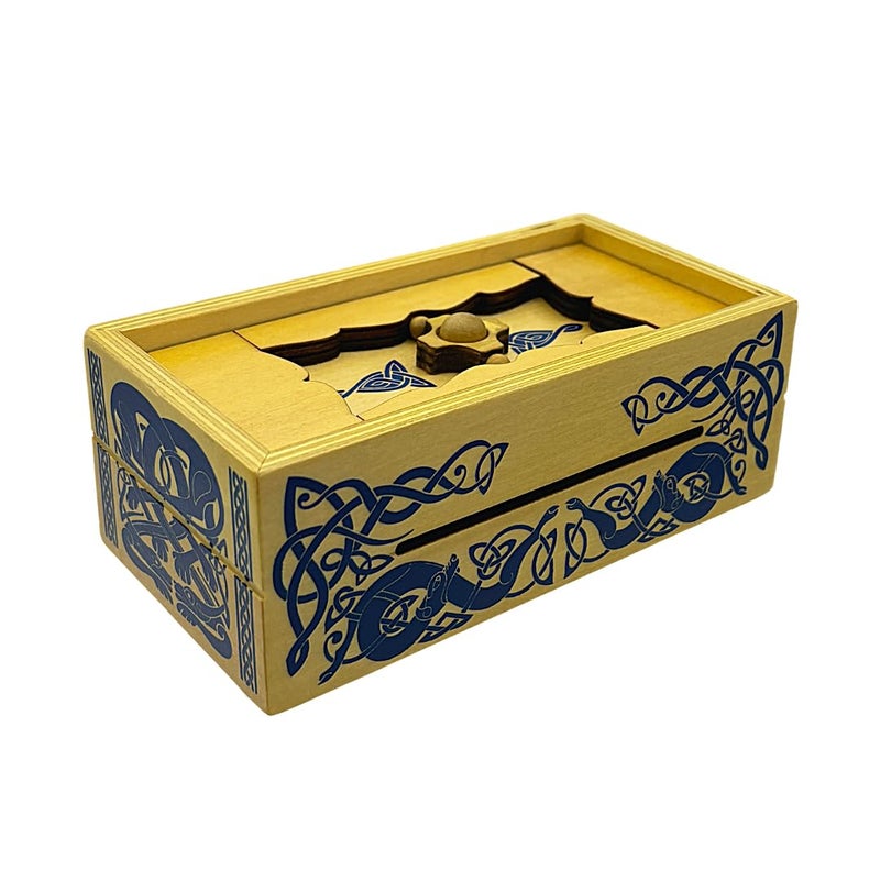Project Genius Viking Sea Chest Classic Wooden Brainteaser Puzzle Box  Gift for Kids 8+  Teens  and Adults - Secret Hidden Compartment for Gift Cards  Cash  and Valuables- True Genius Norse Trick Box - Image 1